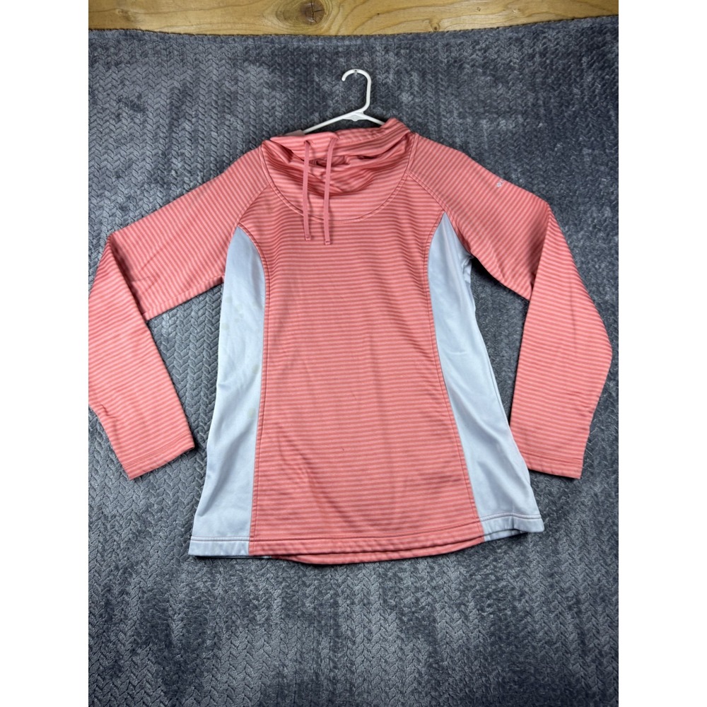 Columbia Mountain Run 1/4 Pullover Womens Large Pink Striped Fleece Lined Sports